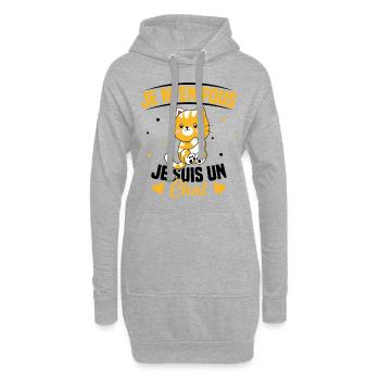 Je m'en fous Je suis un Chat Humour Chat Chaton - Sweat-shirt à capuche long Femme - gris chiné - Devant