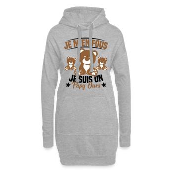 Je m en fous je suis un Papy ours Grand père - Sweat-shirt à capuche long Femme - gris chiné - Devant