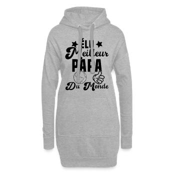 Élu Meilleur Papa Du Monde Fête Des Pères - Sweat-shirt à capuche long Femme - gris chiné - Devant