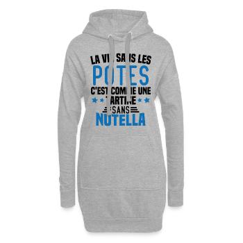 Tartine sans chocolat Humour Cadeau - Sweat-shirt à capuche long Femme - gris chiné - Devant