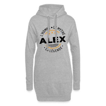 Alex L'Homme Le Mythe La Légende Cadeau Humour - Sweat-shirt à capuche long Femme - gris chiné - Devant