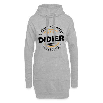 Didier L'Homme Le Mythe La Légende Cadeau Humour - Sweat-shirt à capuche long Femme - gris chiné - Devant
