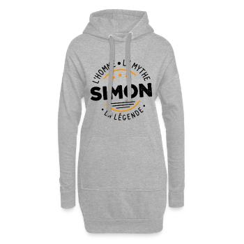 Simon L'Homme Le Mythe La Légende Cadeau Humour - Sweat-shirt à capuche long Femme - gris chiné - Devant