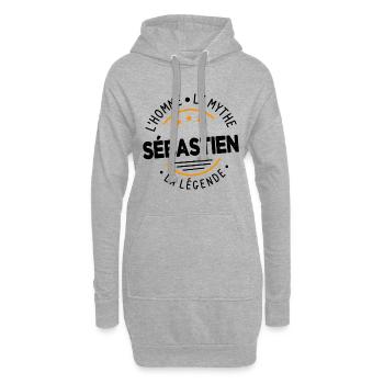 Sébastien L'Homme LeMythe La Légende Cadeau Humour - Sweat-shirt à capuche long Femme - gris chiné - Devant