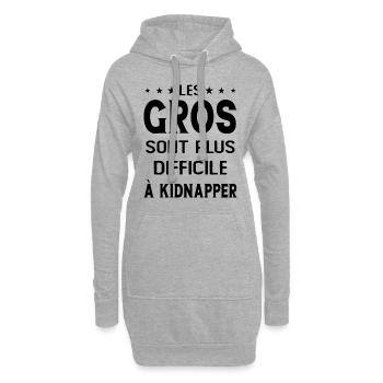Les gros sont plus difficiles à kidnapper - Sweat-shirt à capuche long Femme - gris chiné - Devant
