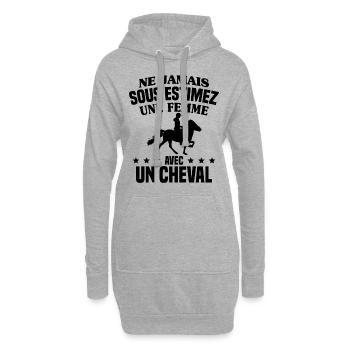 cadeau humour cheval / femme à cheval - Sweat-shirt à capuche long Femme - gris chiné - Devant