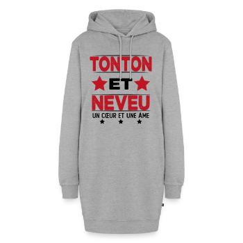 Tonton et Neveu Cadeau Humour - Sweat-shirt à capuche long Femme - gris chiné - Devant