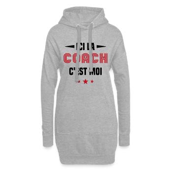 Ici La Coach C'est moi - Sweat-shirt à capuche long Femme - gris chiné - Devant