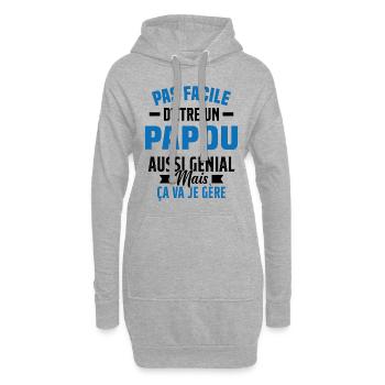 papou génial cadeau humour papou - Sweat-shirt à capuche long Femme - gris chiné - Devant