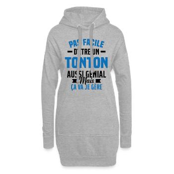 tonton génial cadeau humour tonton - Sweat-shirt à capuche long Femme - gris chiné - Devant