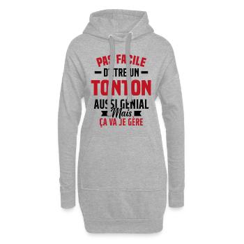 tonton génial cadeau humour tonton - Sweat-shirt à capuche long Femme - gris chiné - Devant
