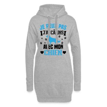 je peux pas j'ai câlins avec mon chien humour - Sweat-shirt à capuche long Femme - gris chiné - Devant