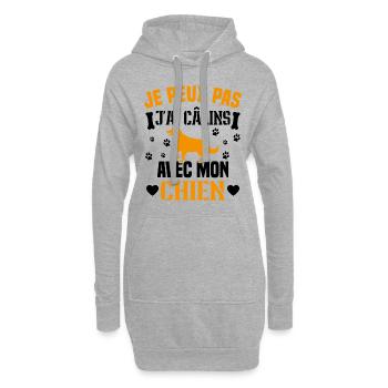 je peux pas j'ai câlins avec mon chien humour - Sweat-shirt à capuche long Femme - gris chiné - Devant