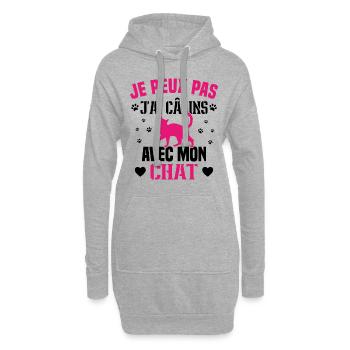 je peux pas j'ai câlins avec mon chat Cadeau - Sweat-shirt à capuche long Femme - gris chiné - Devant