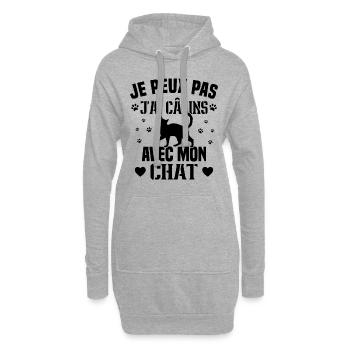 je peux pas j'ai câlins avec mon chat Cadeau - Sweat-shirt à capuche long Femme - gris chiné - Devant