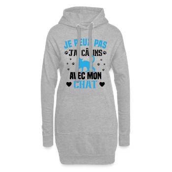 je peux pas j'ai câlins avec mon chat Cadeau - Sweat-shirt à capuche long Femme - gris chiné - Devant