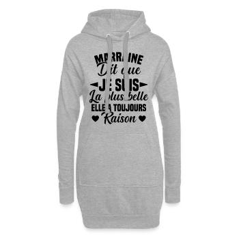 marraine dit que je suis la plus belle cadeau - Sweat-shirt à capuche long Femme - gris chiné - Devant