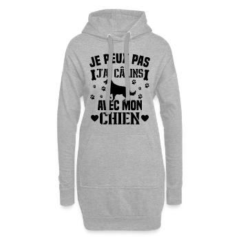 je peux pas j'ai câlins avec mon chien humour - Sweat-shirt à capuche long Femme - gris chiné - Devant