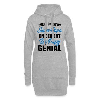 Quand On Est Super Papa On Devient Papy Génial - Sweat-shirt à capuche long Femme - gris chiné - Devant