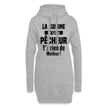 La cuisine d'un pêcheur Humour Cadeau pêche - Sweat-shirt à capuche long Femme - gris chiné - Devant