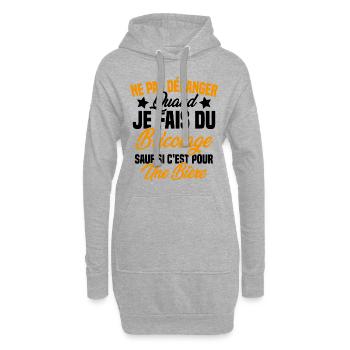 Cadeau humour ne pas déranger bricolage bière - Sweat-shirt à capuche long Femme - gris chiné - Devant