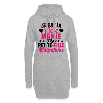 Je suis la Fière Mamie d'une Petite Fille Cool - Sweat-shirt à capuche long Femme - gris chiné - Devant