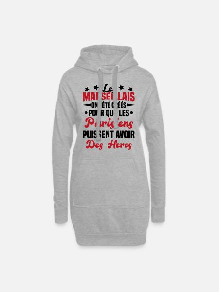 Les marseillais ont été créés pour les parisiens - Sweat-shirt à capuche long Femme - gris chiné