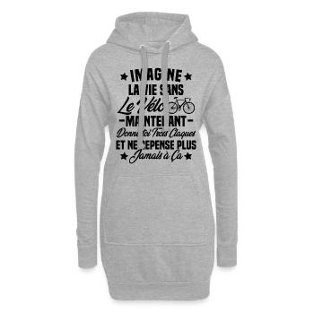 Imagine la vie sans vélo humour Cadeau vélo - Sweat-shirt à capuche long Femme - gris chiné - Devant