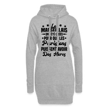 Les marseillais ont été créés pour les parisiens - Sweat-shirt à capuche long Femme - gris chiné - Devant