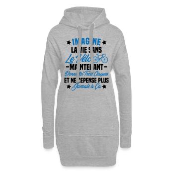 Imagine la vie sans vélo humour Cadeau vélo - Sweat-shirt à capuche long Femme - gris chiné - Devant