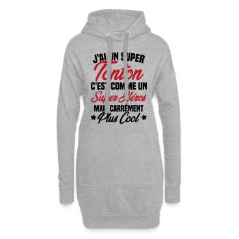 J'ai un super tonton mais carrément plus cool - Sweat-shirt à capuche long Femme - gris chiné - Devant