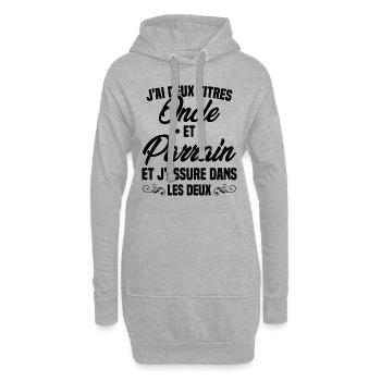 Oncle et Parrain Humour Cadeau - Sweat-shirt à capuche long Femme - gris chiné - Devant