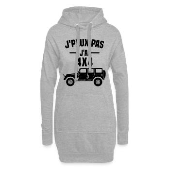 Je peux pas j'ai 4X4 - Sweat-shirt à capuche long Femme - gris chiné - Devant