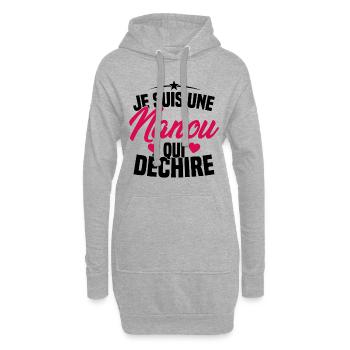 Je suis une Nanou qui Déchire Cadeau Anniversaire - Sweat-shirt à capuche long Femme - gris chiné - Devant