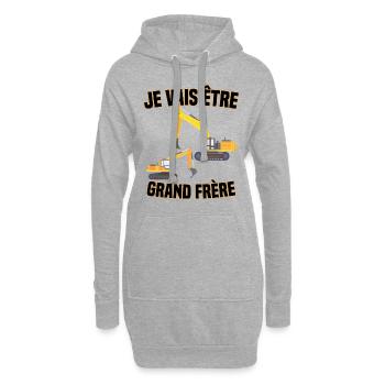 Je vais être grand frère véhicule de construction - Sweat-shirt à capuche long Femme - gris chiné - Devant