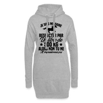 Cadeau Humour Cheval - Citation Cheval Cadeau - Sweat-shirt à capuche long Femme - gris chiné - Devant