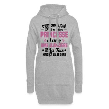 Princesse et Ambulancière Cadeau Humour - Sweat-shirt à capuche long Femme - gris chiné - Devant