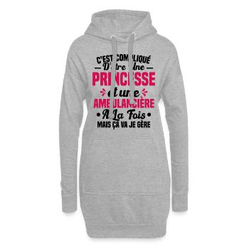 Princesse et Ambulancière Cadeau Humour - Sweat-shirt à capuche long Femme - gris chiné - Devant