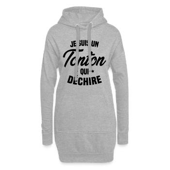 Je suis un Tonton qui déchire Cadeau Oncle Drôle - Sweat-shirt à capuche long Femme - gris chiné - Devant
