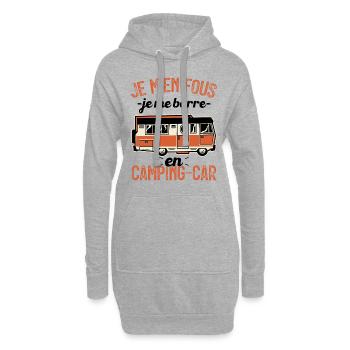 Je m'en fous je me barre en camping-car - Sweat-shirt à capuche long Femme - gris chiné - Devant