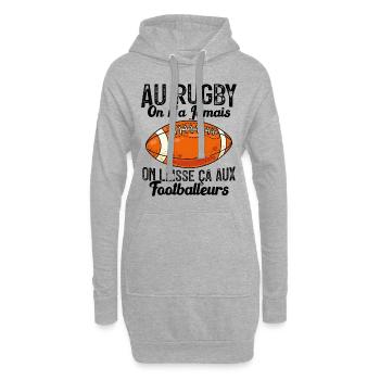 Au Rugby On N'a Jamais Humour Cadeau Rugby - Sweat-shirt à capuche long Femme - gris chiné - Devant