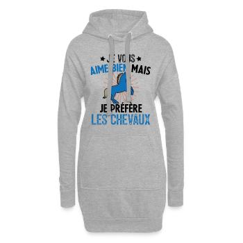Je Vous Aime Bien Equitation Cheval Cadeau - Sweat-shirt à capuche long Femme - gris chiné - Devant