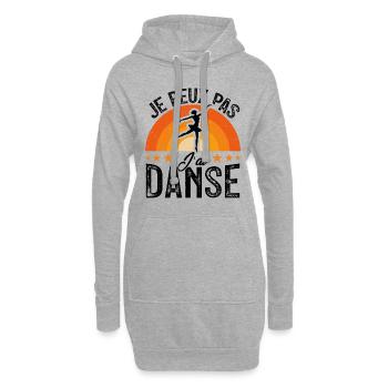 j'peux pas j'ai Danse - Retro Vintage - Sweat-shirt à capuche long Femme - gris chiné - Devant