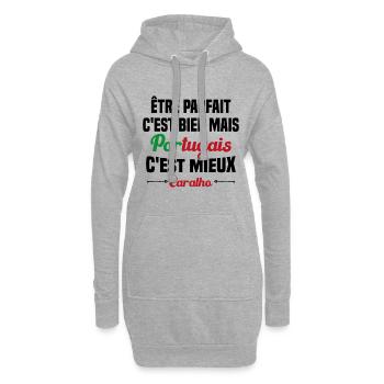 Cadeau être Parfait mais Portugais c'est mieux - Sweat-shirt à capuche long Femme - gris chiné - Devant