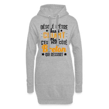 Désolé d'être Chiant c'est mon côté Breton - Sweat-shirt à capuche long Femme - gris chiné - Devant