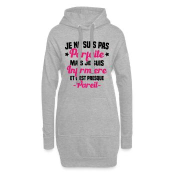 Pas parfaite mais je suis Infirmière Cadeau - Sweat-shirt à capuche long Femme - gris chiné - Devant