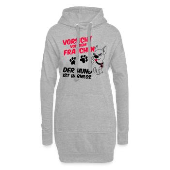 Vorsicht vor dem Frauchen - der Hund ist harmlos - Hoodie-Kleid - Grau meliert - Vorne