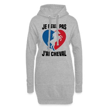 Je Peux Pas J'ai Cheval Vintage Cœur Cadeau - Sweat-shirt à capuche long Femme - gris chiné - Devant