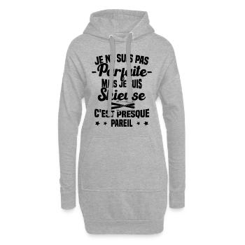 Pas parfaite mais je suis Skieuse Cadeau Humour - Sweat-shirt à capuche long Femme - gris chiné - Devant