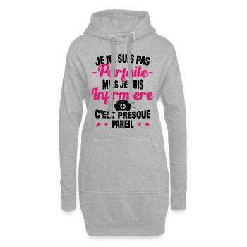 Pas parfaite mais je suis Infirmière Cadeau - Sweat-shirt à capuche long Femme - gris chiné - Devant